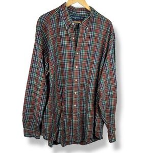 Ralph Lauren Mens Size XXL Blake Tartan Plaid Cotton Button Down Shirt‎ Preppy